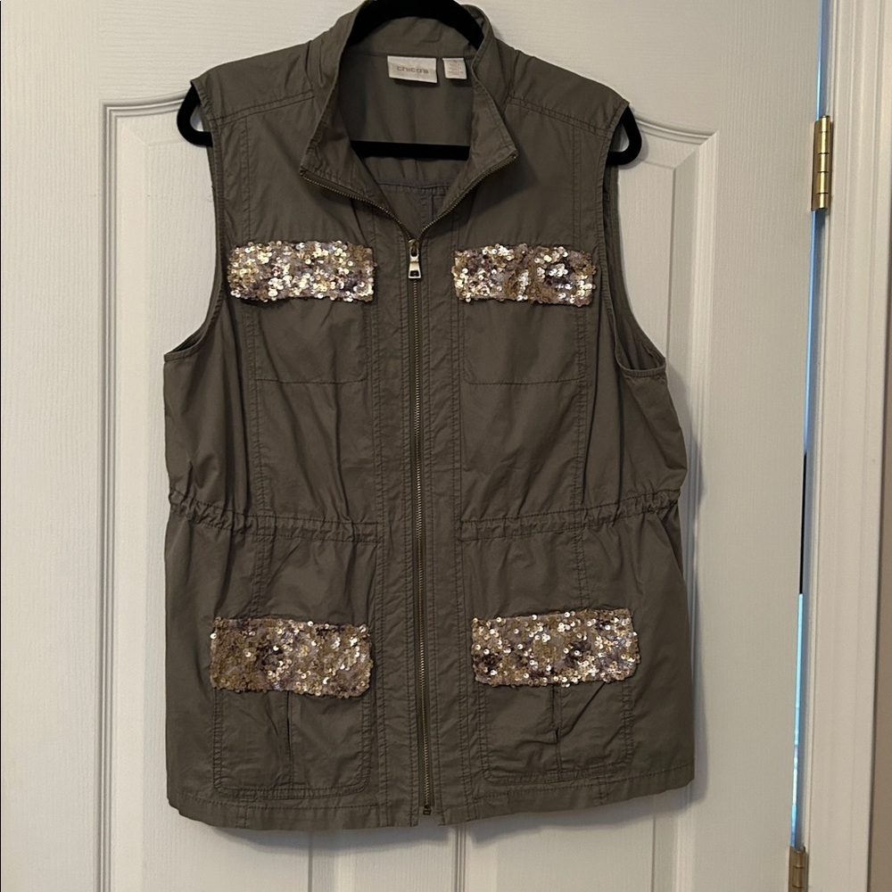 Chico's Khaki Vest size 3 in Chico’s size XL/16